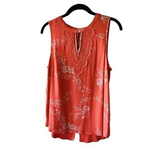 NEW Daniel Rainn Sleeveless Floral Print Blouse Crochet Lace Detail M Stitch Fix